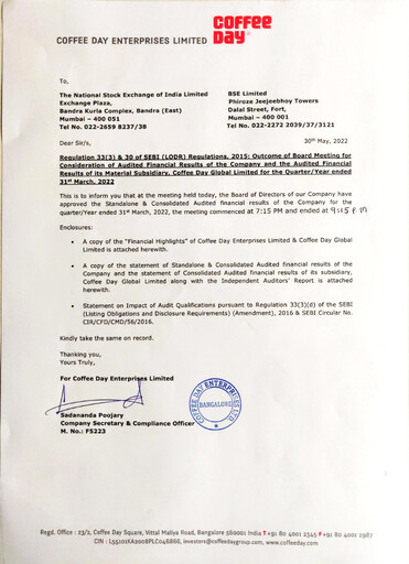 Thumbnail Coffee Day Enterprises Quarterly Report 2021-q4