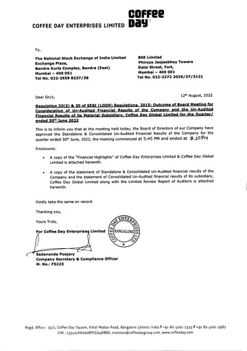 Thumbnail Coffee Day Enterprises Quarterly Report 2022-q1