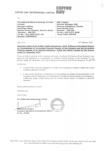 Thumbnail Coffee Day Enterprises Quarterly Report 2023-q3