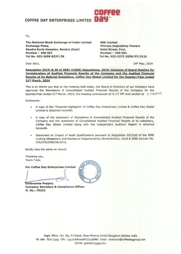 Thumbnail Coffee Day Enterprises Quarterly Report 2023-q4