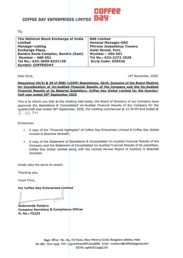 Thumbnail Coffee Day Enterprises Quarterly Report 2025-q2