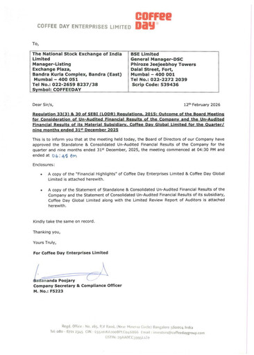 Thumbnail Coffee Day Enterprises Quarterly Report 2025-q3