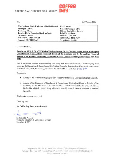 Thumbnail Coffee Day Enterprises Quarterly Report 2026-q1
