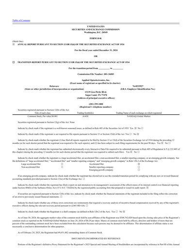 Thumbnail Applied Optoelectronics Annual Report 2024