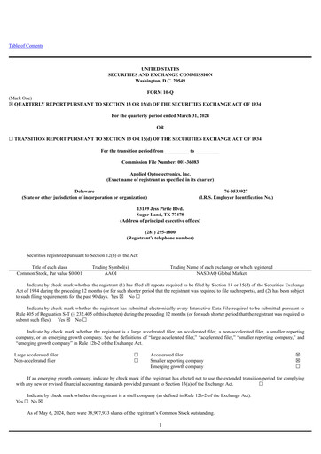 Thumbnail Applied Optoelectronics Quarterly Report 2024-q1