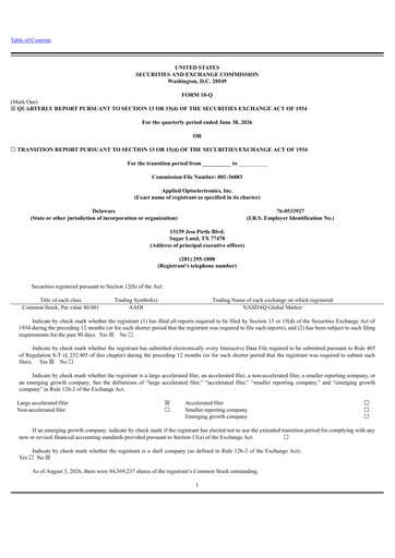 Thumbnail Applied Optoelectronics Quarterly Report 2026-q2