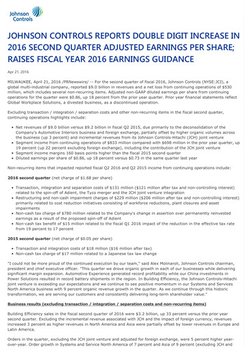 Vorschaubild Johnson Controls
 Quartalsbericht 2016-q2