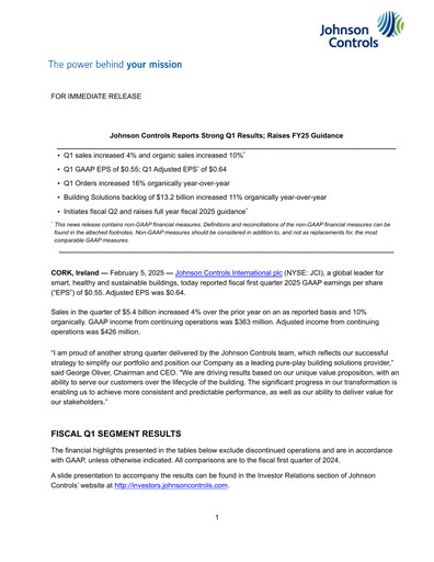 Vorschaubild Johnson Controls
 Quartalsbericht 2025-q1