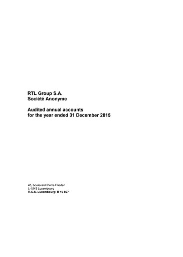 Thumbnail RTL Group
 Financial Statement 2015