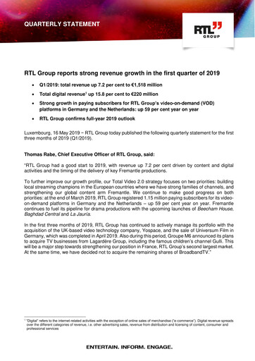 Miniature RTL Group
 Rapport trimestriel 2019-q1