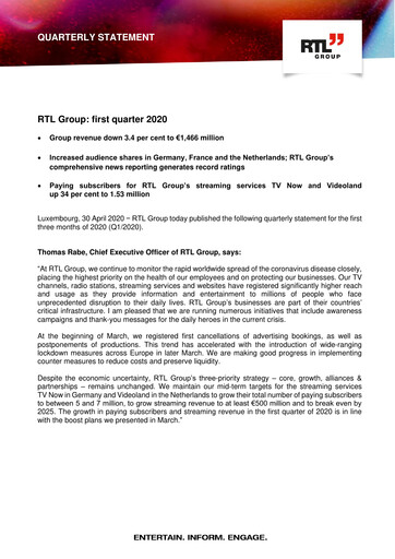Miniature RTL Group
 Rapport trimestriel 2020-q1