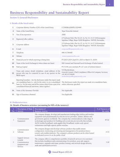 Thumbnail Tejas Networks
 ESG Report 2023-2024