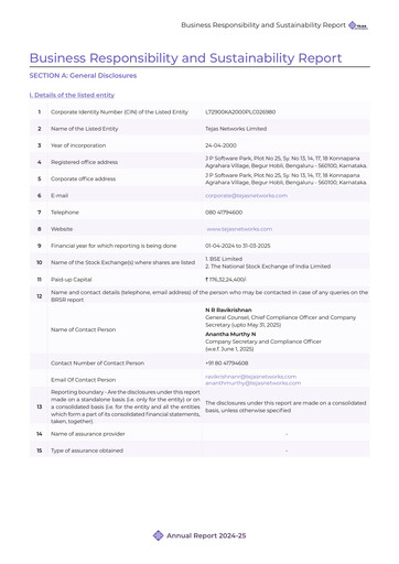Thumbnail Tejas Networks
 ESG Report 2024-2025