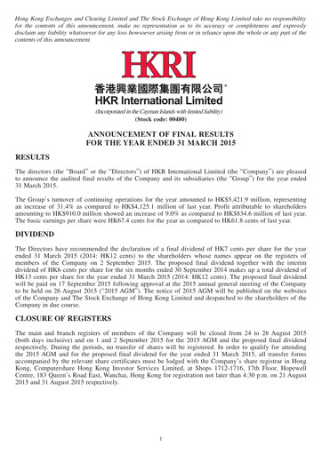 Thumbnail HKR International Financial Report 2015