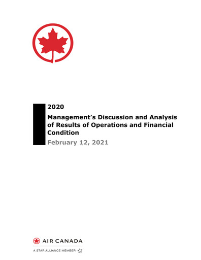 Miniature Air Canada Rapport trimestriel 2020-q4