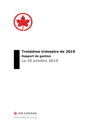 Miniature Air Canada Rapport trimestriel 2019-q3