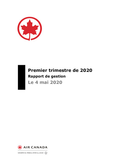Miniature Air Canada Rapport trimestriel 2020-q1