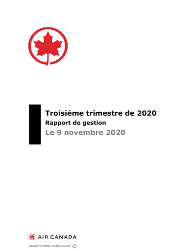 Miniature Air Canada Rapport trimestriel 2020-q3