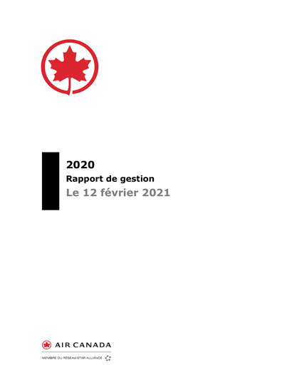 Miniature Air Canada Rapport trimestriel 2020-q4