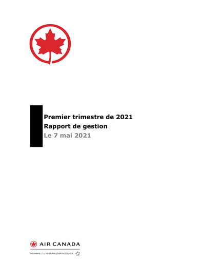 Miniature Air Canada Rapport trimestriel 2021-q1
