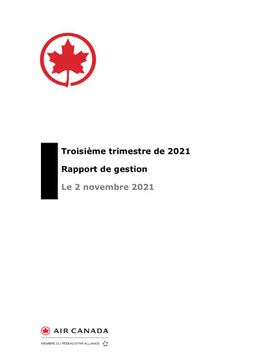Miniature Air Canada Rapport trimestriel 2021-q3