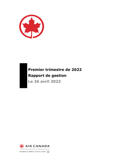 Miniature Air Canada Rapport trimestriel 2022-q1