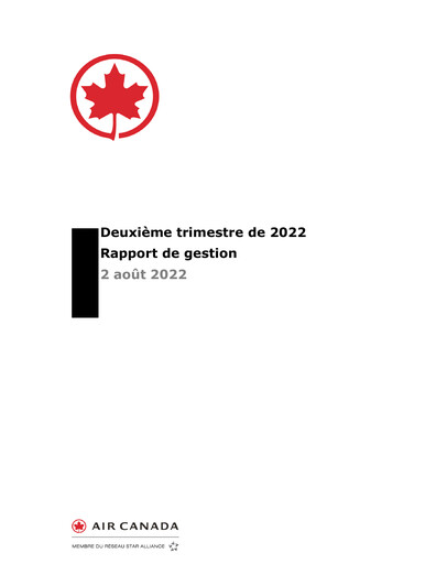 Miniature Air Canada Rapport trimestriel 2022-q2