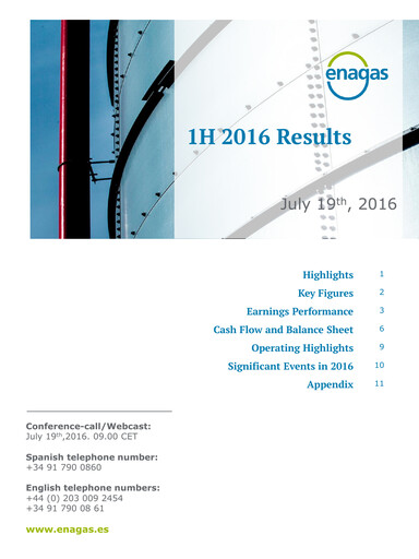 Thumbnail Enagás
 Half-year Report 2016