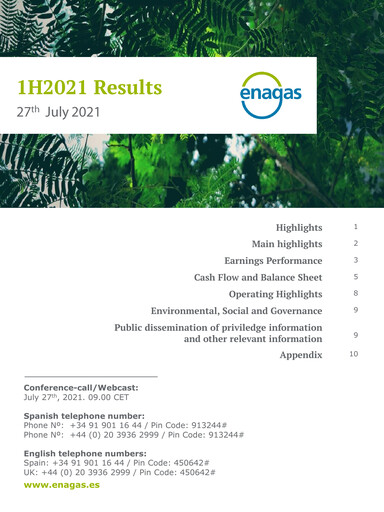 Thumbnail Enagás
 Half-year Report 2021
