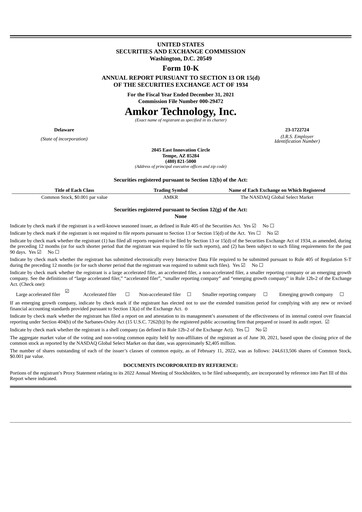 Thumbnail Amkor Technology
 Annual Report 2021