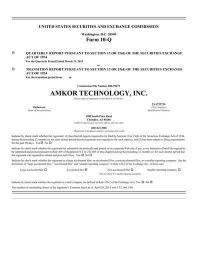Thumbnail Amkor Technology
 Quarterly Report 2013-q1