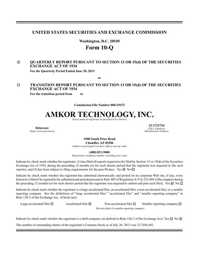 Thumbnail Amkor Technology
 Quarterly Report 2013-q2