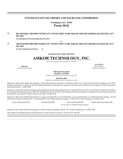 Thumbnail Amkor Technology
 Quarterly Report 2014-q2