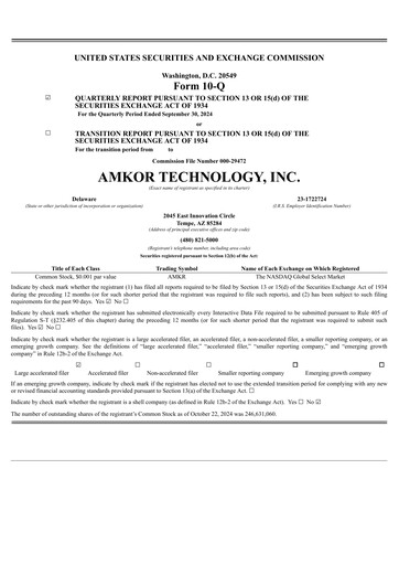 Thumbnail Amkor Technology
 Quarterly Report 2024-q3