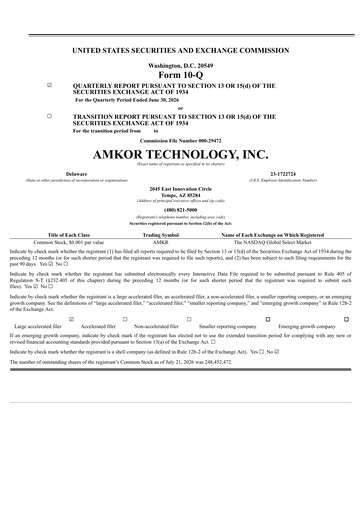 Thumbnail Amkor Technology
 Quarterly Report 2026-q2