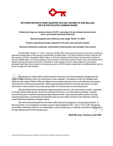 Thumbnail KeyCorp (KeyBank) Quarterly Report 2019-q3