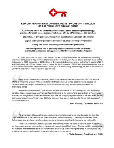 Thumbnail KeyCorp (KeyBank) Quarterly Report 2020-q1