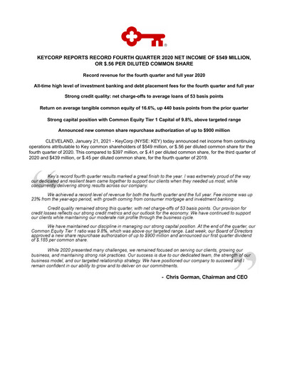 Thumbnail KeyCorp (KeyBank) Quarterly Report 2020-q4