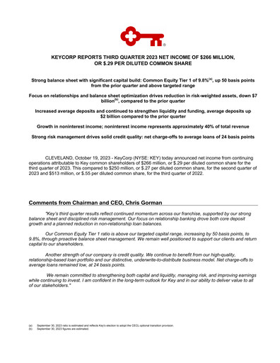 Thumbnail KeyCorp (KeyBank) Quarterly Report 2023-q3