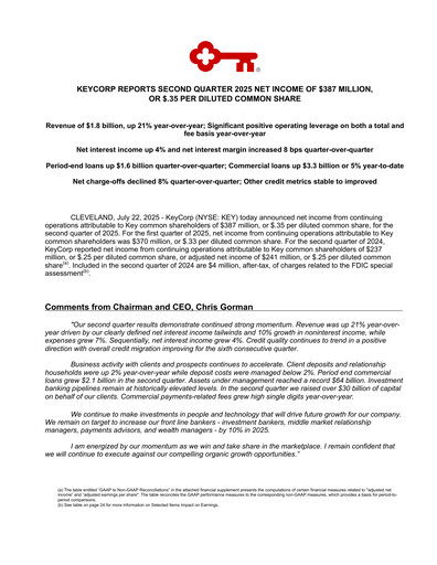 Thumbnail KeyCorp (KeyBank) Quarterly Report 2025-q2