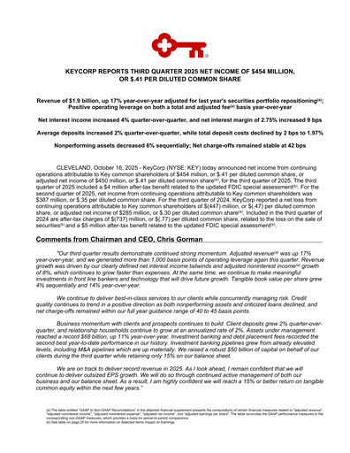 Thumbnail KeyCorp (KeyBank) Quarterly Report 2025-q3