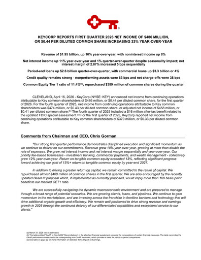 Thumbnail KeyCorp (KeyBank) Quarterly Report 2026-q1