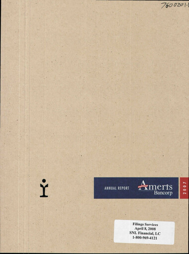 Thumbnail Ameris Bancorp
 Annual Report 2007