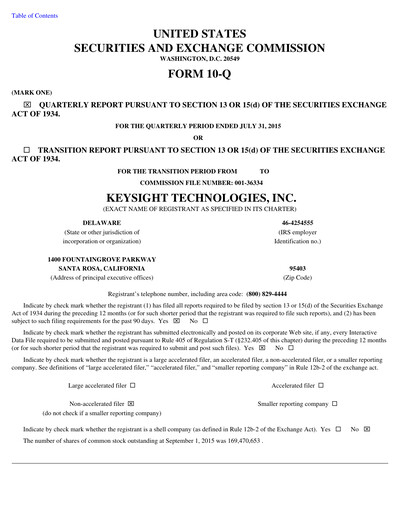 Thumbnail Keysight Quarterly Report 2015-q3