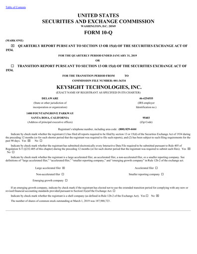 Thumbnail Keysight Quarterly Report 2019-q1