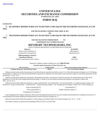 Thumbnail Keysight Quarterly Report 2021-q2