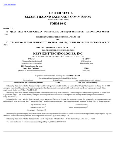 Thumbnail Keysight Quarterly Report 2022-q2
