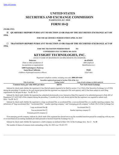 Thumbnail Keysight Quarterly Report 2023-q2