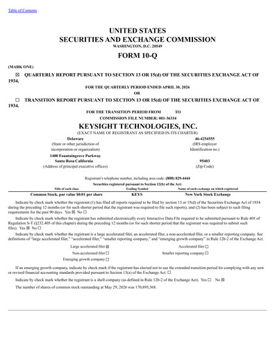 Thumbnail Keysight Quarterly Report 2026-q2