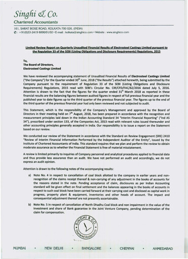 Thumbnail Electrosteel Castings
 Quarterly Report 2018-q2